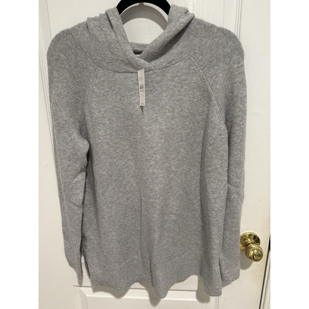 Loft‎ Women's Hooded Pullover Sweater Knit Gray Wool Blend Medium NWT